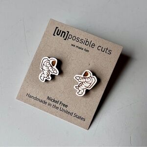 Unpossible Cuts Laser-cut Wood Astronaut Stud Earrings